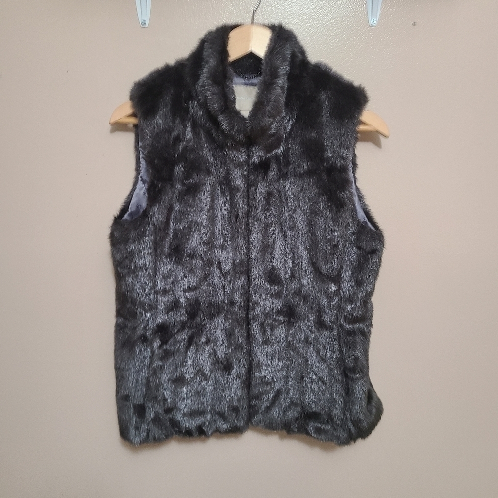 Banana Republic Gray Faux Fur Vest